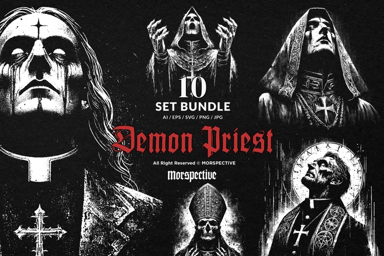 10 Bundle Dark Art Demon Priest Heretic Skull Satan Death