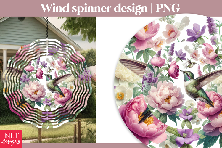 Hummingbird Floral Wind Spinner, Garden Spring wind spinner