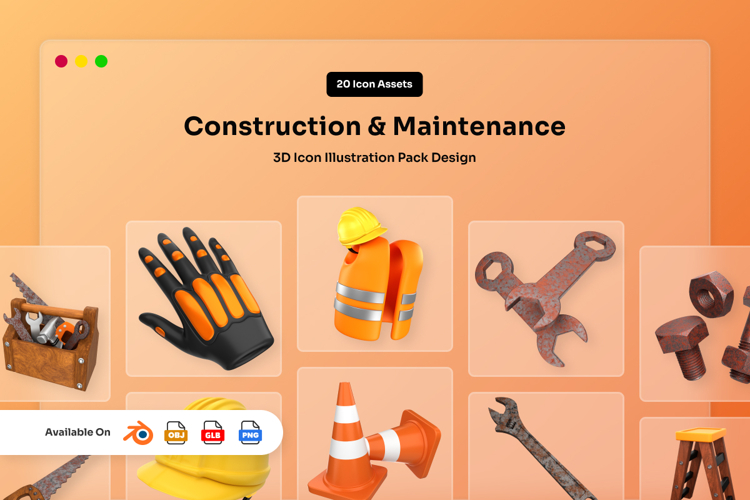 Construction & Tools 3D Icon Pack