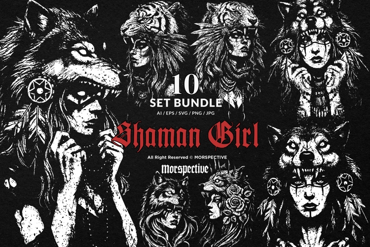 10 Bundle Dark Art Shaman Girl Traditional Totem Sacred