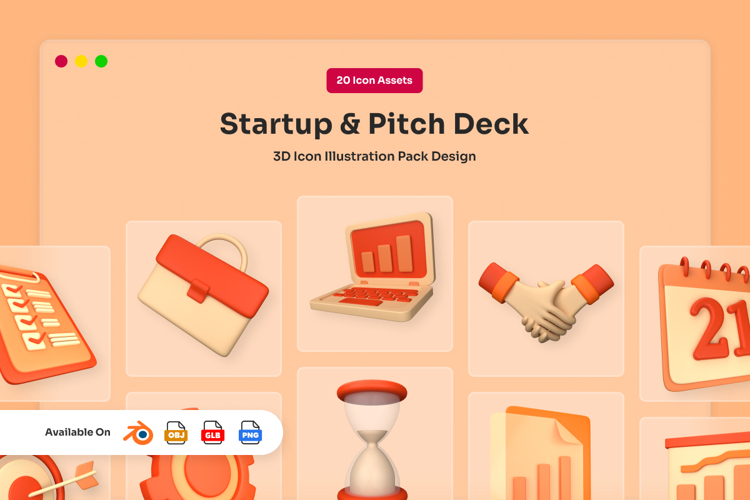 Startup & Investor Pitch 3D Icon Pack