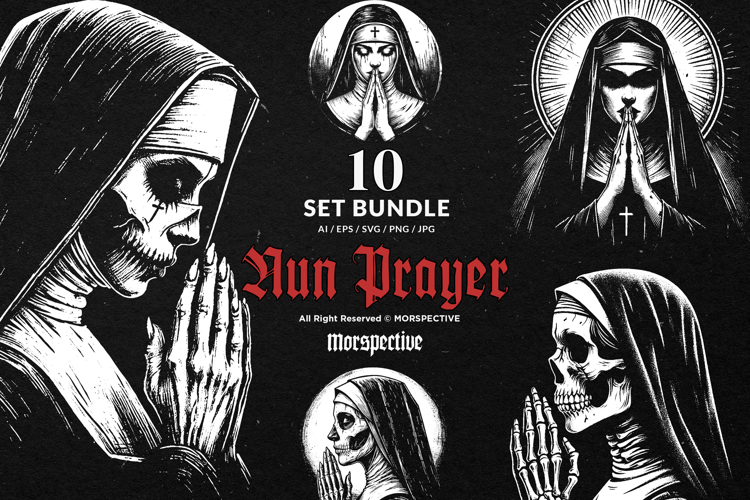 10 Bundle Dark Art Nun Prayer Horror Ghost Scary Creepy