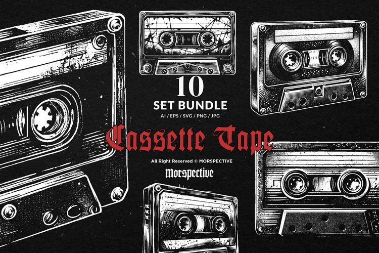 10 Bundle Dark Art Cassette Tape Classic Vintage Tattoo