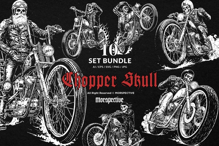 10 Bundle Dark Art Chopper Skull Biker Motorcycle Biker