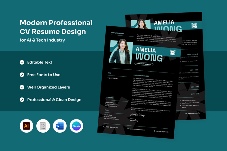 Clean Futuristic Resume for Tech Careers