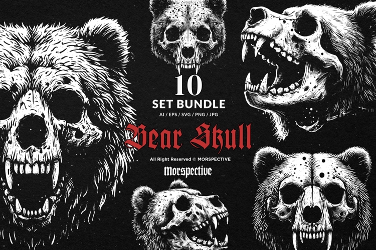 10 Bundle Dark Art Bear Skull Animal Beast Horror Scary