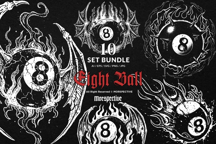 10 Bundle Dark Art Eight Ball Billiard Devil Ball Fire Ball