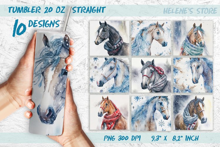 Christmas horse tumbler | Horse Tumbler Sublimation bundle
