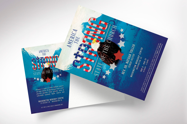 American Patriotic Church Postcard Template for Photoshop