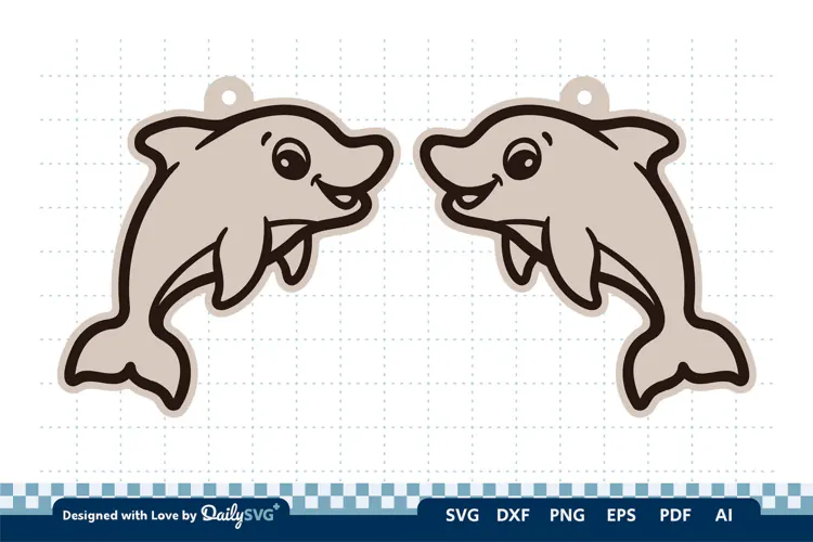 Cute Ocean Animal Earring SVG | Kawaii Sea Life