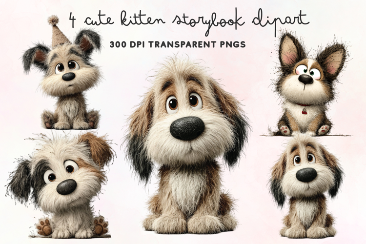 Cute Watercolor Dogs Clipart PNG