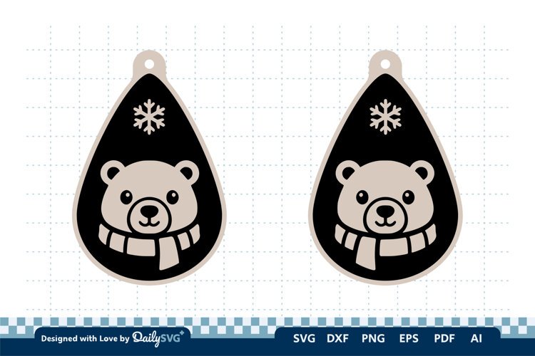 Cute Winter Animal Earring SVG | Laser Cut Jewelry example image 1