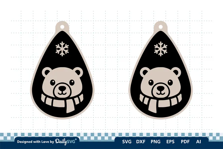 Cute Winter Animal Earring SVG | Laser Cut Jewelry