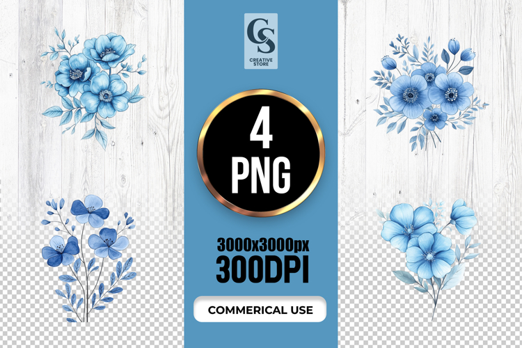 Blue Flower Clipart Image 20