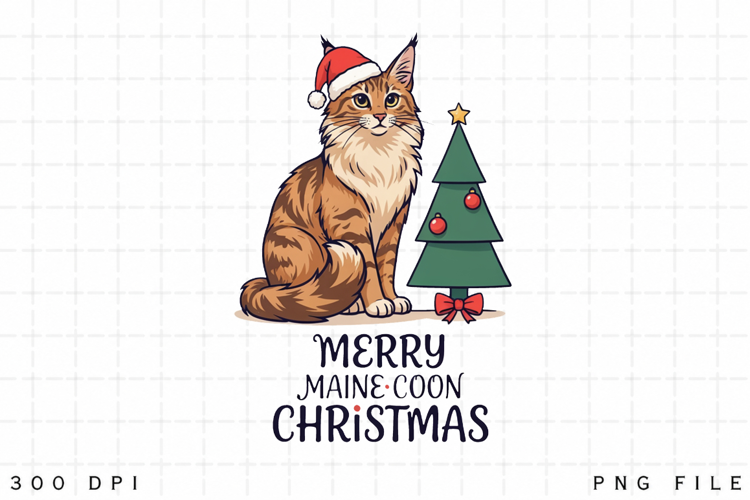 Maine Coon Christmas PNG, Merry Maine Coon Christmas PNG