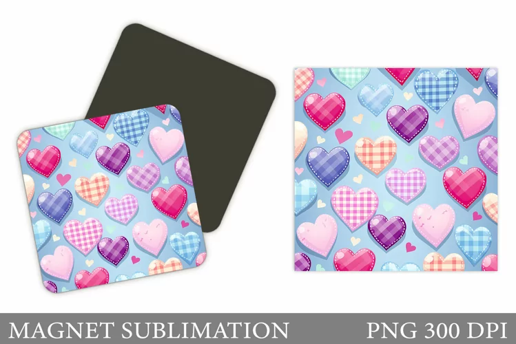 Hearts Magnet Sublimation. Colorful Hearts Magnet Design