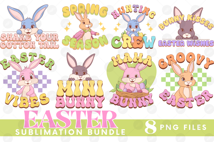 Easter Sublimation PNG Bundle Bunny Chick Farm Hip Hop Joy