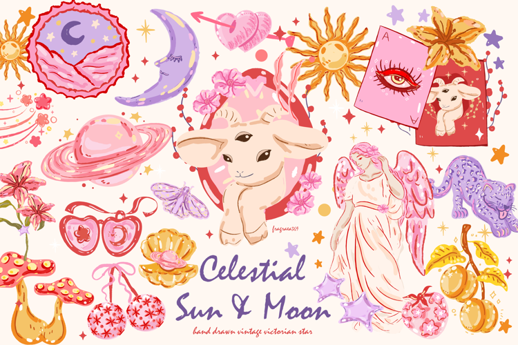 Celestial Sun and Moon Clipart PNG, Vintage Astrology SVG