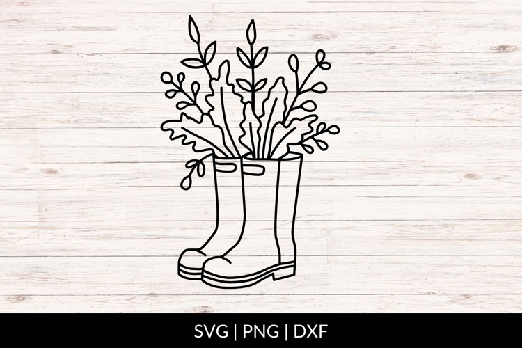 Hand Drawn Fall Boots With Autumn Leaves SVG