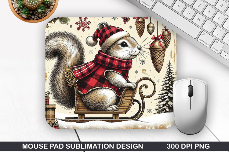 Squirrel Mouse Pad Sublimation, Christmas Mouse Pad PNG
