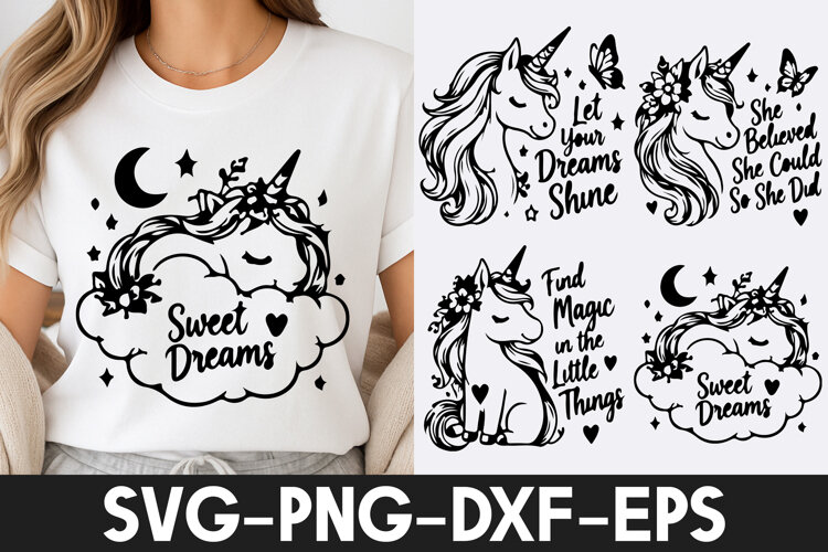 Sweet Dreams Unicorn Magic SVG PNG example image 1