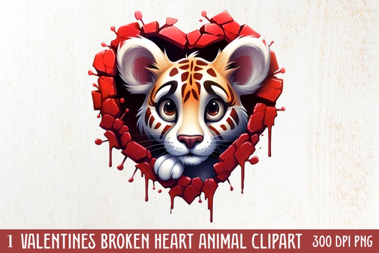 Valentine Broken Heart Animal Clipart, Valentines Couple