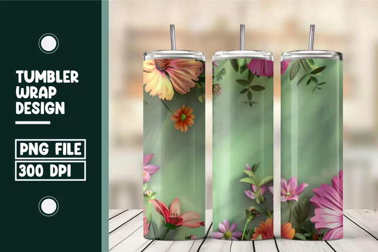 Flower Tumbler Wrap Design