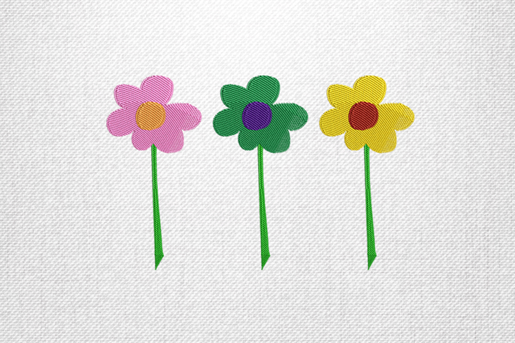 Playful Trio Flower Embroidery Design