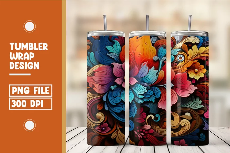 3d flower tumbler warp design