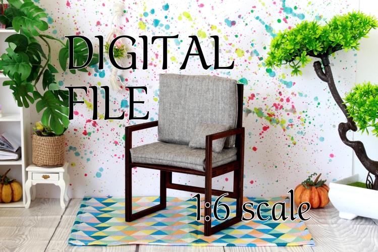 Miniature dollhouse chair digital download file. 1:6 scale