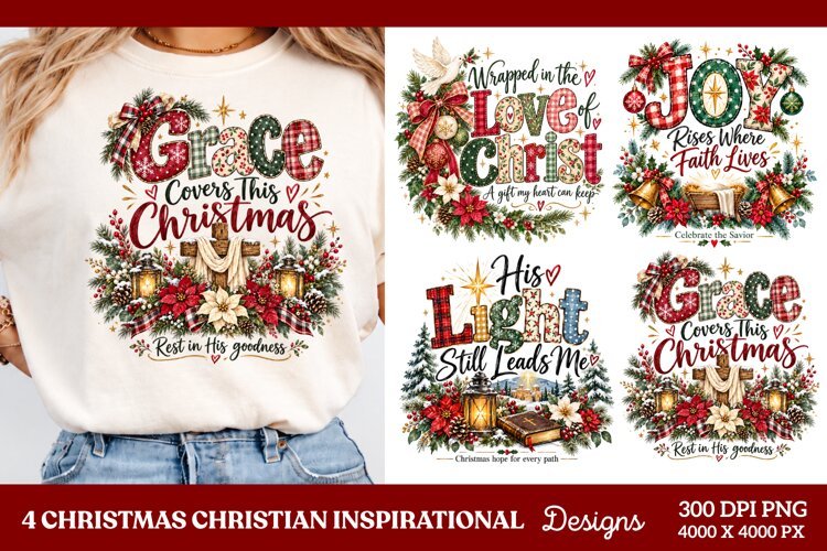 4 Christian Christmas PNG Designs, 4 Christian Inspirational example image 1