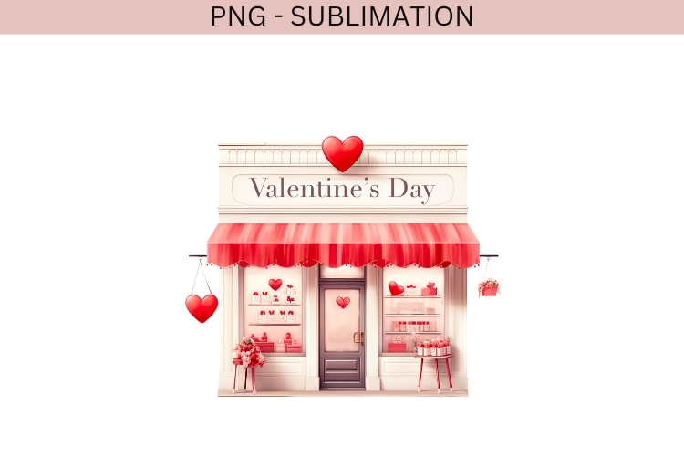 Watercolor Valentine shop png design for T-shirts