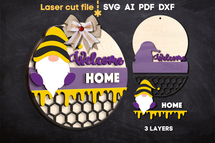 Gnome Welcome SVG laser cut files for Glowforge