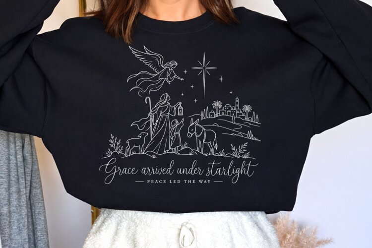 Heaven Touched Earth Nativity Christmas PNG, Christian Nativ example image 1