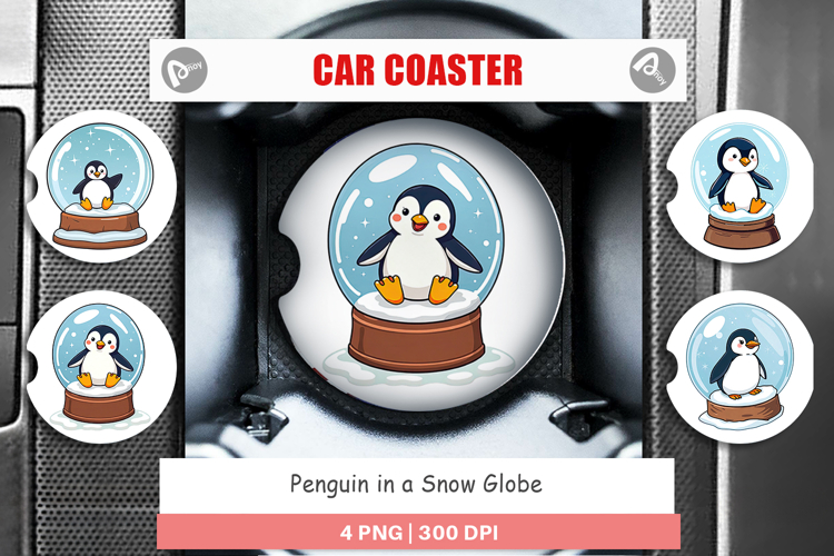 Car Coaster Penguin in a Snow Globe
