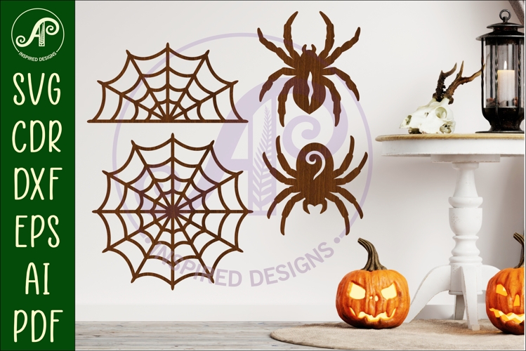 Halloween Silhouette shapes spider and web