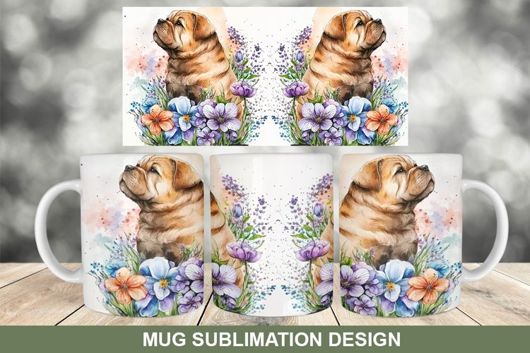 Dog Mug Wrap Sublimation - Spring Dog Mug Wrap