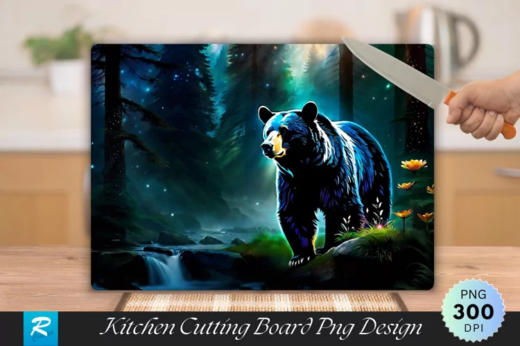Black Bear Cutting Board Sublimation Design