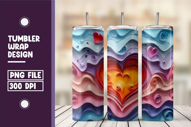 Heart Tumbler Wrap Design