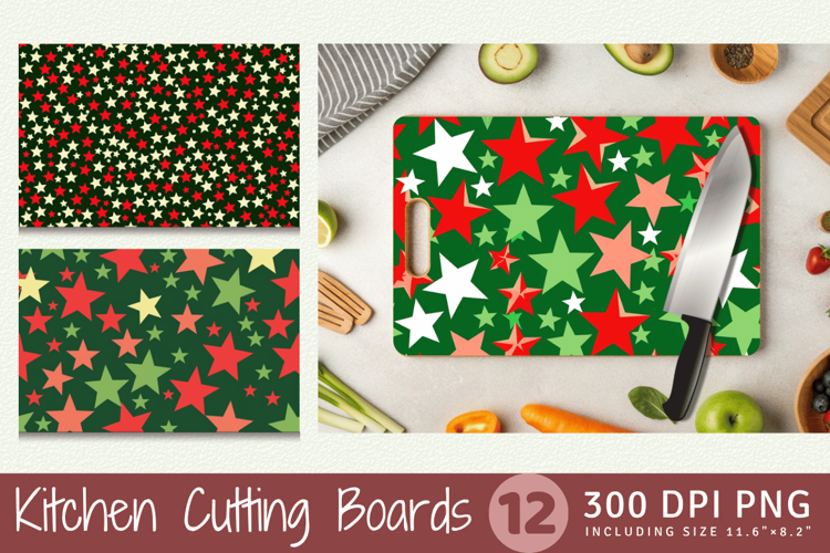 Red   Green Stars Cutting Boards sublimation Designs