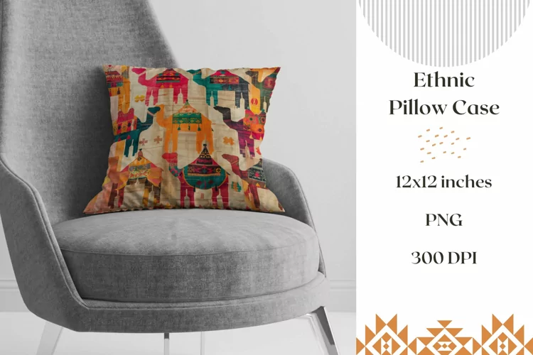 Camel Pillow Case Design, Ethnic Pillowcase Sublimation