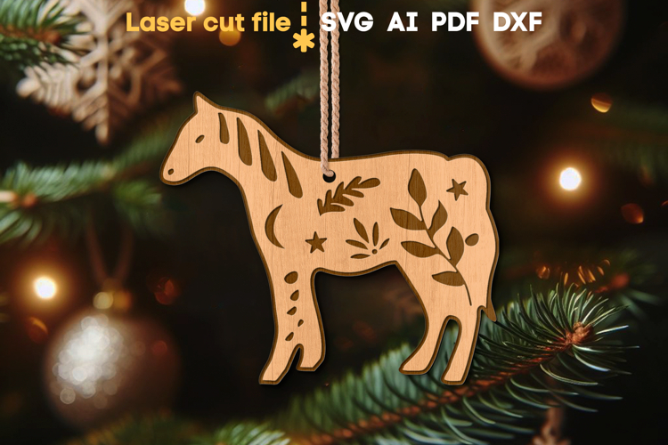 Horse Christmas Ornament SVG laser cut file for Glowforge