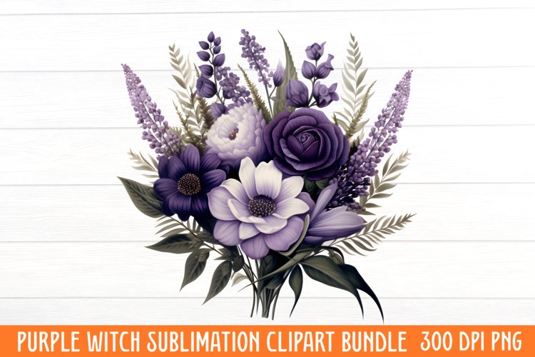 Purple Witch Sublimation Clipart example image 1