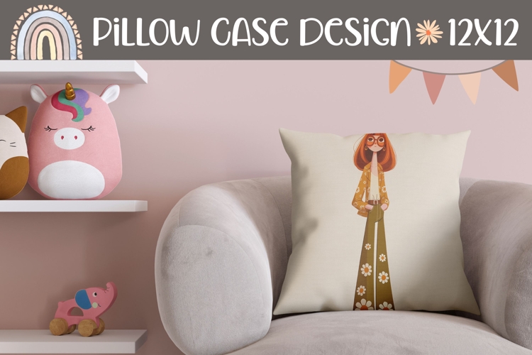 Hippie Pillow Case Design, Cartoon Girl Pillow Sublimation
