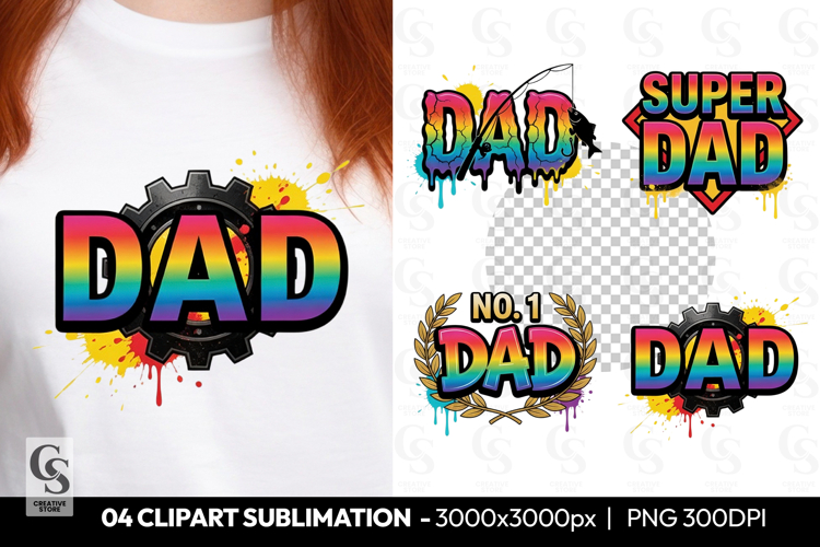 Rainbow Dad Sublimation Clipart PNG Design