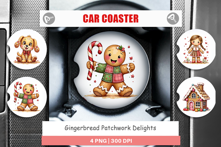 Gingerbread Patchwork Car Coaster