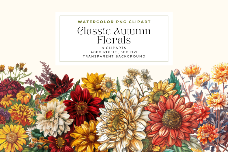Golden Bloom - Classic Autumn Florals Clipart