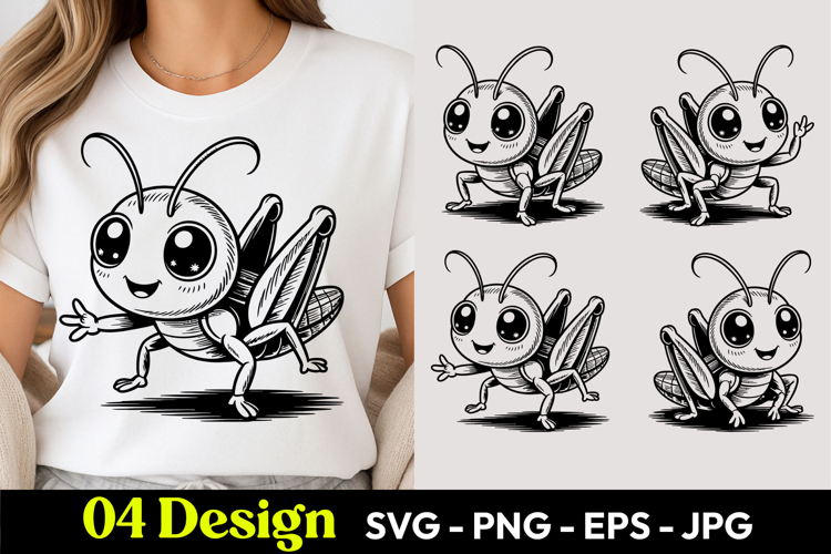 Cute Grasshopper SVG PNG