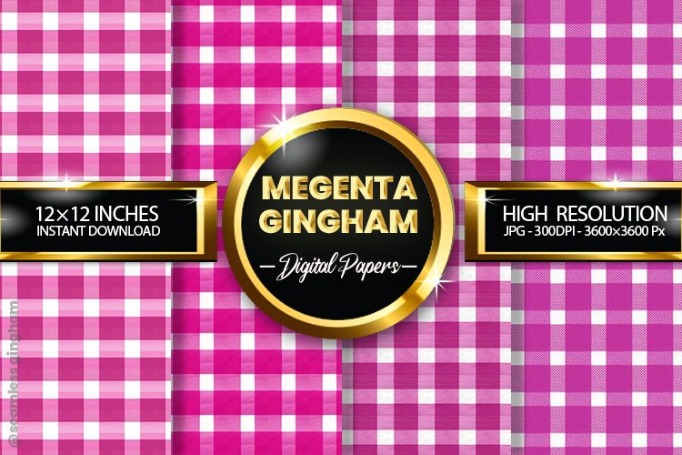 Megenta Gingham Digital Papers 04 Variations