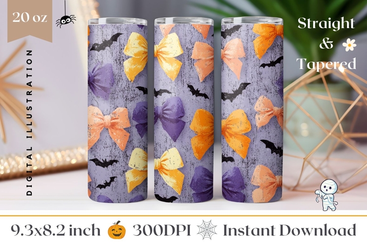 Halloween Bows Tumbler Wrap, Cute Halloween Bats Tumbler